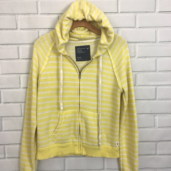 American Eagle Outfitters Tops - American Eagle Yellow stripe hoodie sweater hoody